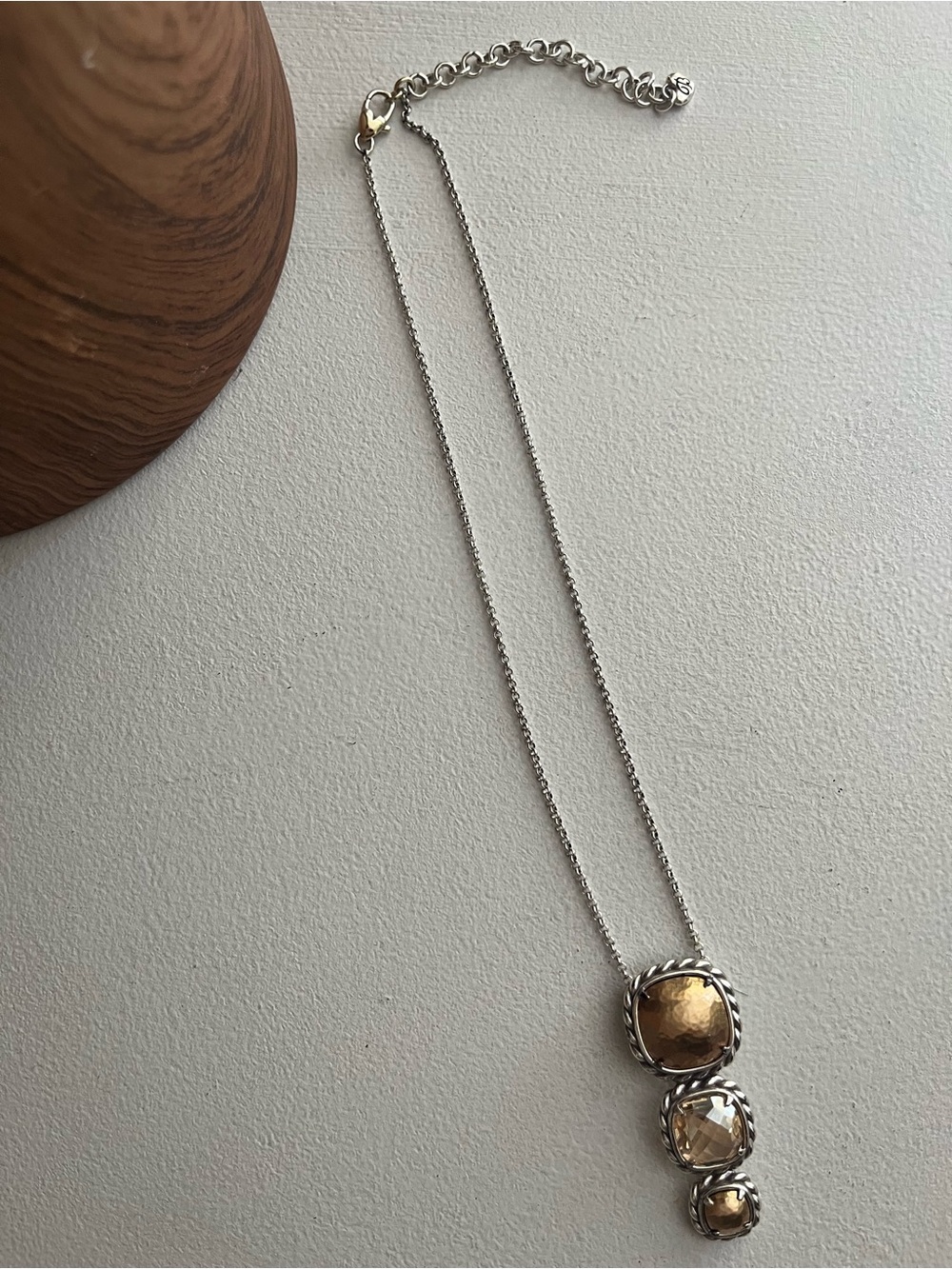 Brighton Two-Tone Silver Chain with Gold-Tone Triple Drop Pendants - Picture 3 of 4